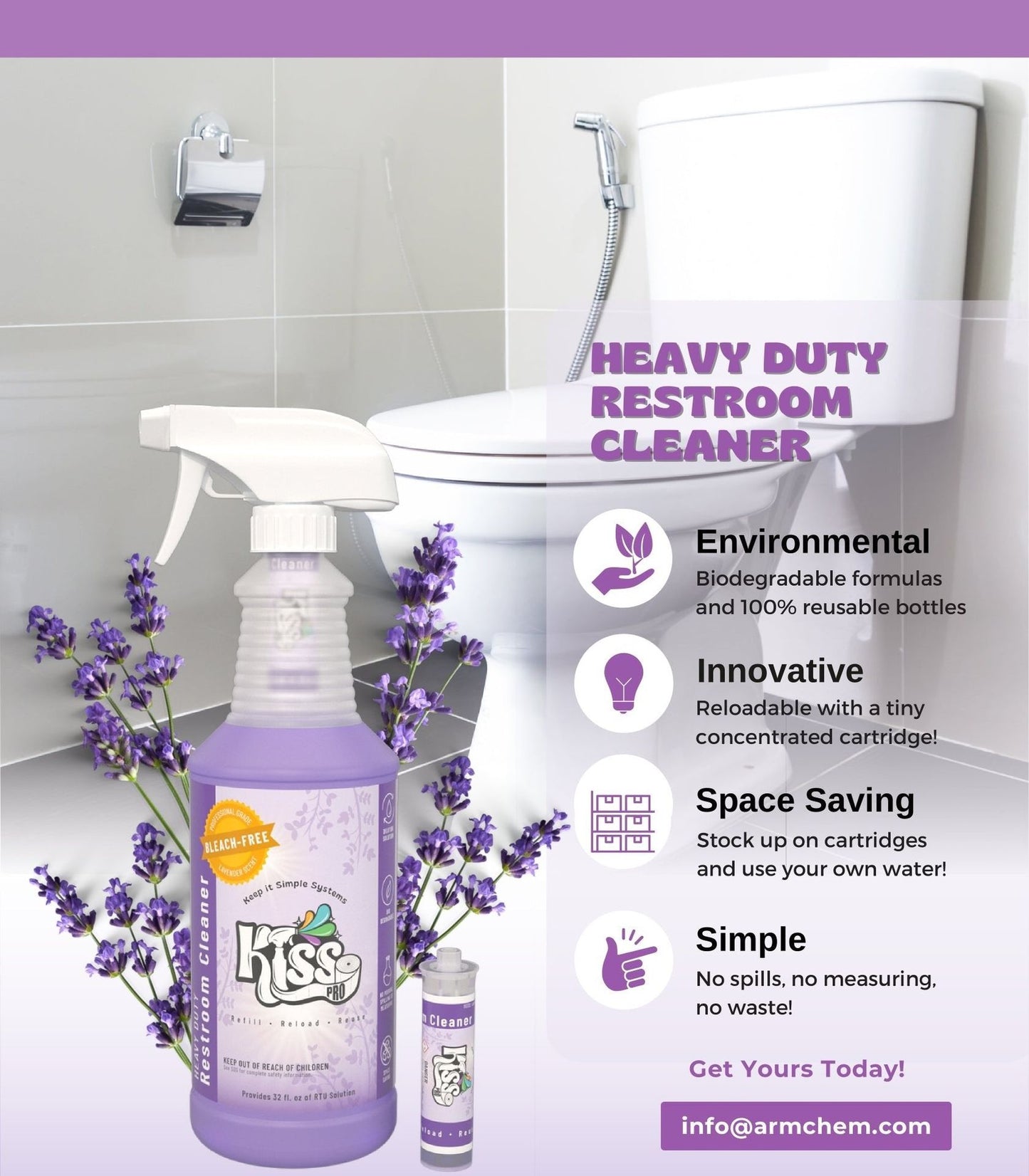 KISS Pro Heavy-Duty Restroom Cleaner 10ml Cartridges (2 Pack) - 64oz Total
