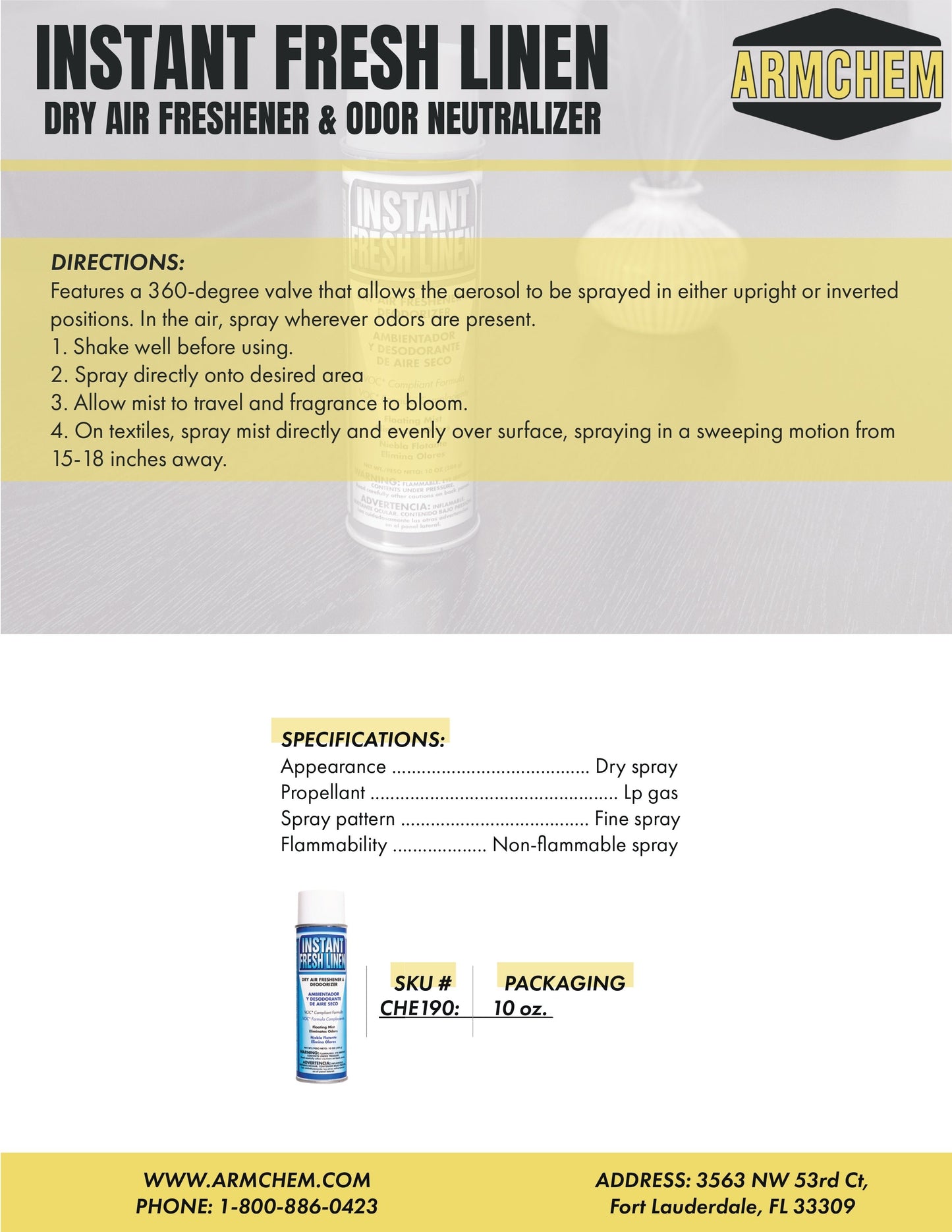 INSTANT FRESH LINEN Dry Air Freshener and Odor Deodorizer