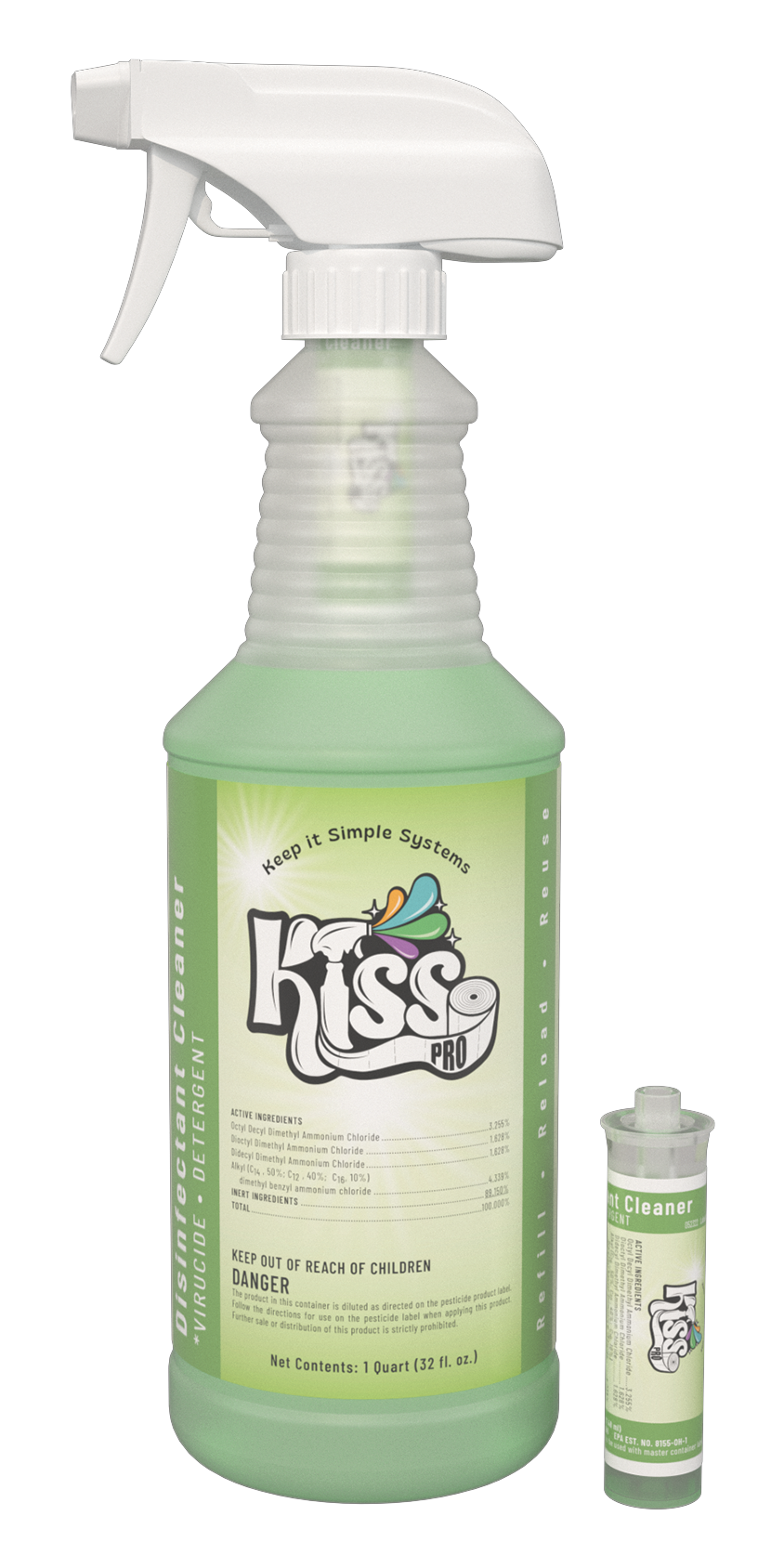 Kiss Pro Hospital-Grade Cleaner Disinfectant - 10ml Cartridges (2 Pack) - 64oz Total