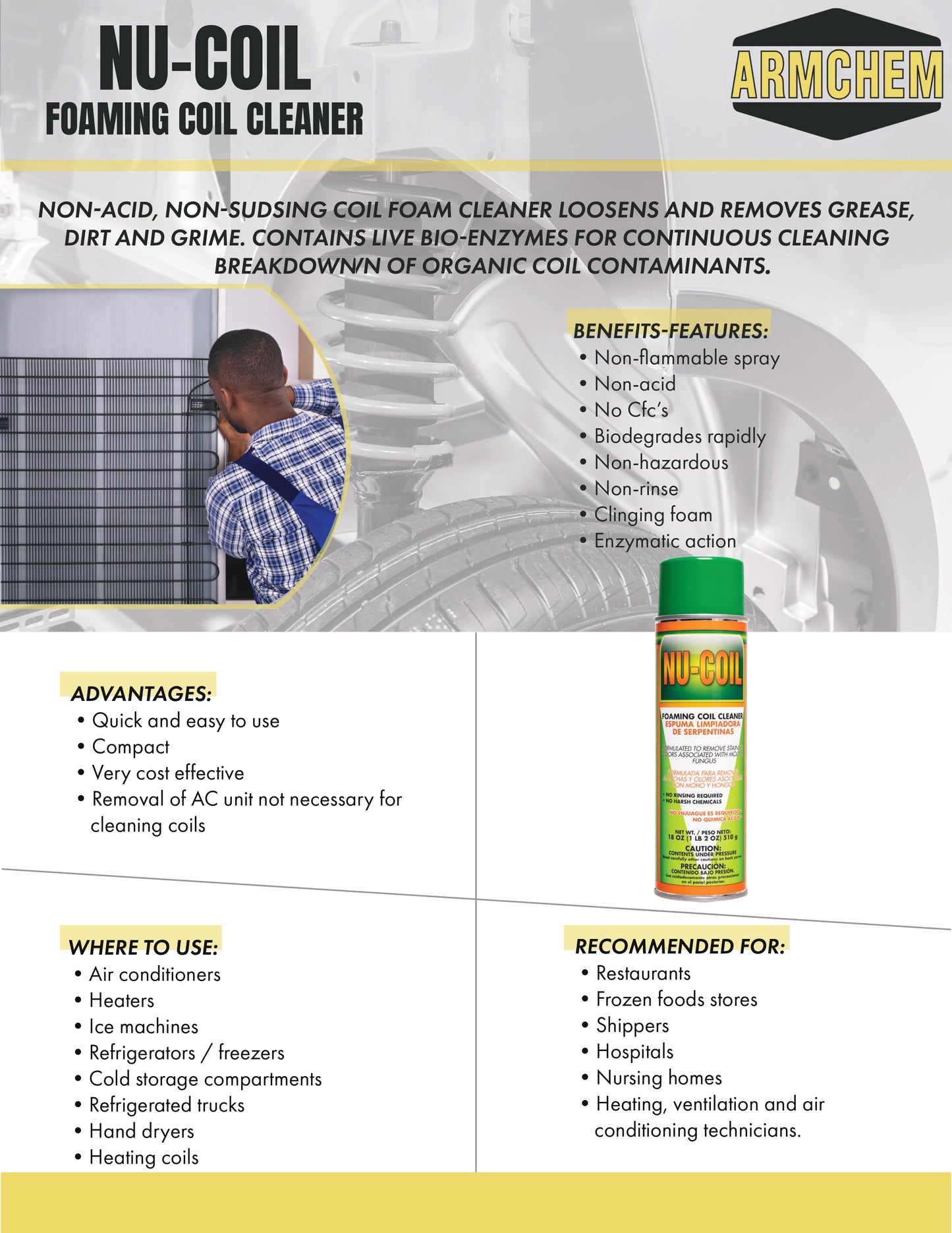 NU-COIL Foaming Coil Cleaner: 19 oz Aerosol Can All-Purpose Coil Cleaner