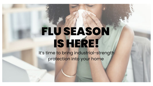 Flu season is here, it's time to bring industrial-strenght protection into your home, sick person on background- armchem store