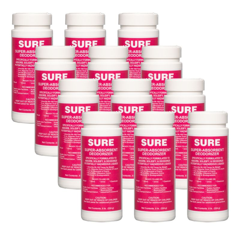 Sure Vomit & Blood Absorbent: Instant Odor Control and Cleanup (Case of 12)