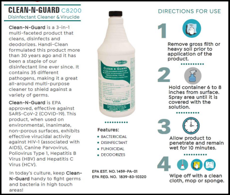 CLEAN N’ GUARD Cleaner & Disinfectant (Case of 12)