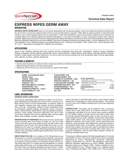 Germ Away Express Surface Disinfectant Wipe, 50 Count