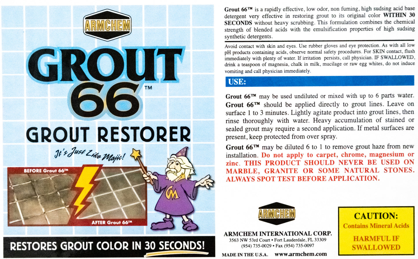 Grout66: Heavy-Duty Grout Cleaner & Restorer - Removes Stains in 30 Seconds.