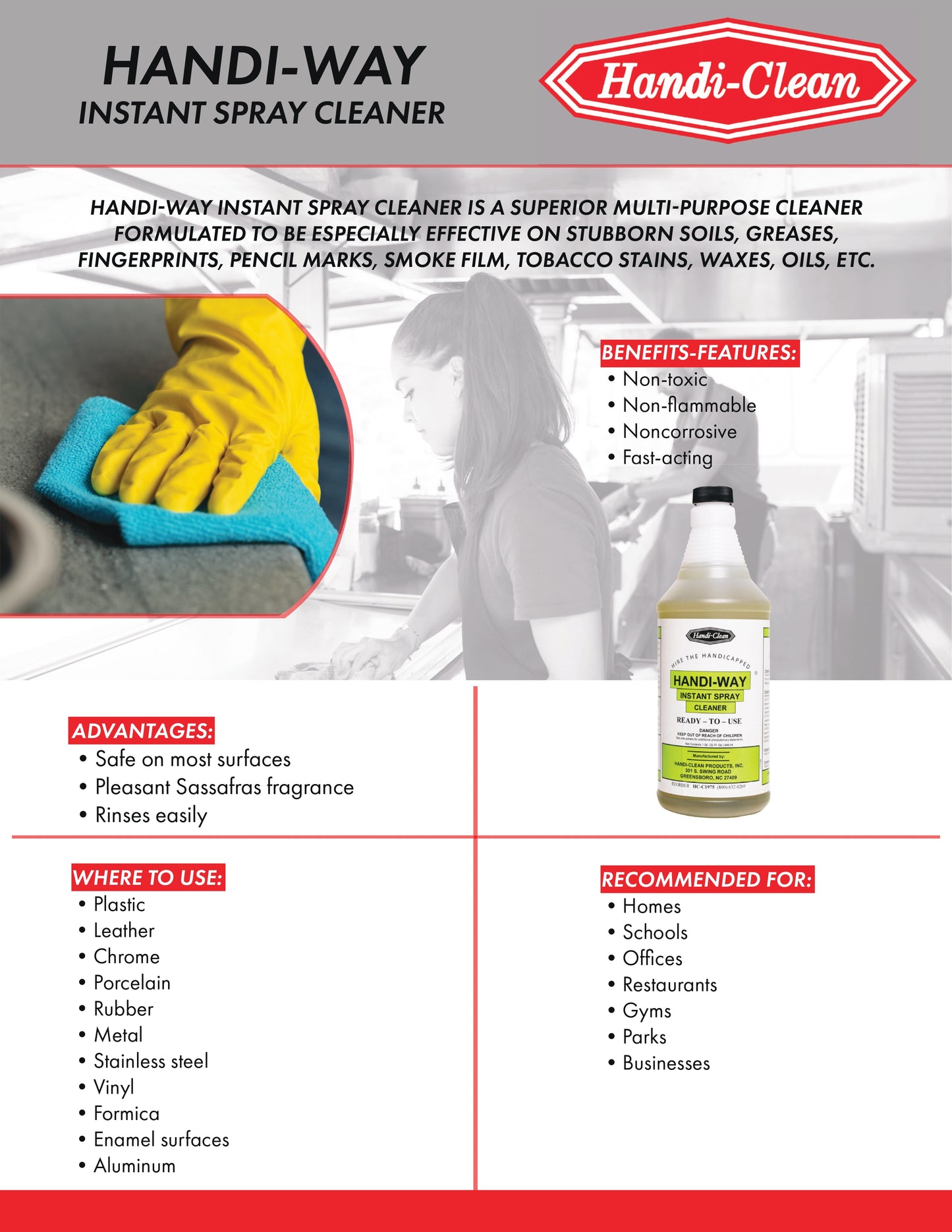 Handi-Way Instant Spray Cleaner - Powerful, Non-Toxic, All-Surface Solution