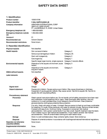 SAFE CLEAN Solvent