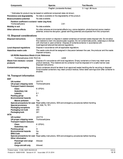 SAFE CLEAN Solvent