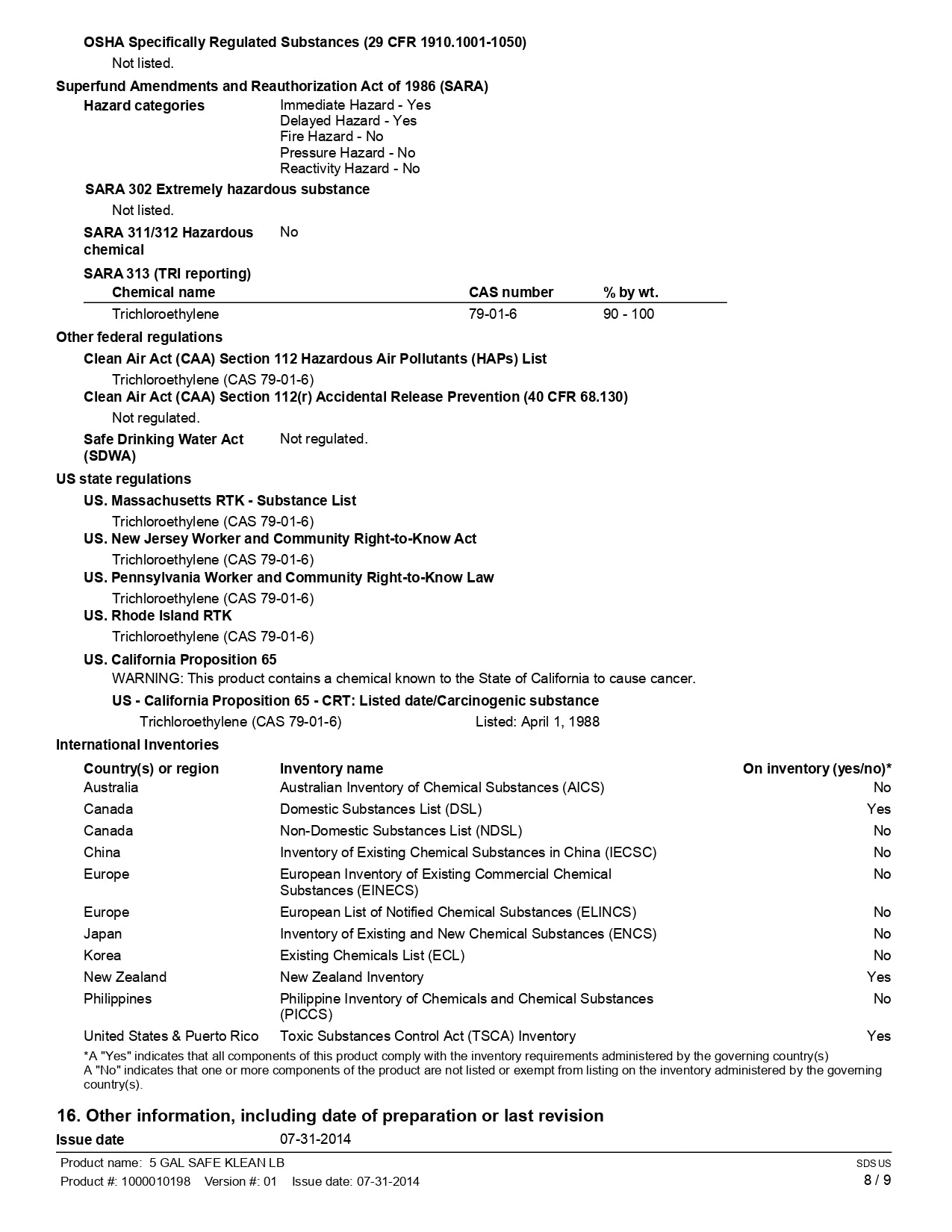 SAFE CLEAN Solvent