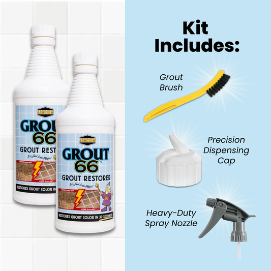 Armchem Grout66 Heavy Duty Fast-Acting Grout Cleaner, 32 Fl Oz. 2 quart with brush